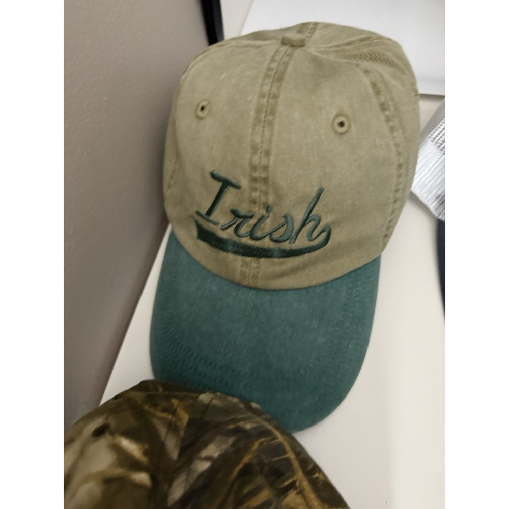 Irish embroidered Baseball‎ Hat beige with green lid one size